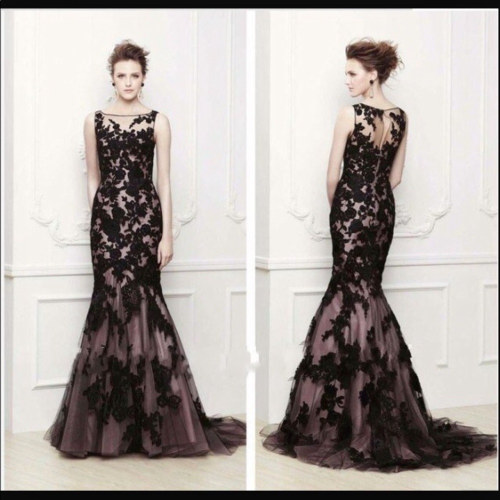 Custom handmade lace dusty rose prom gown/dress